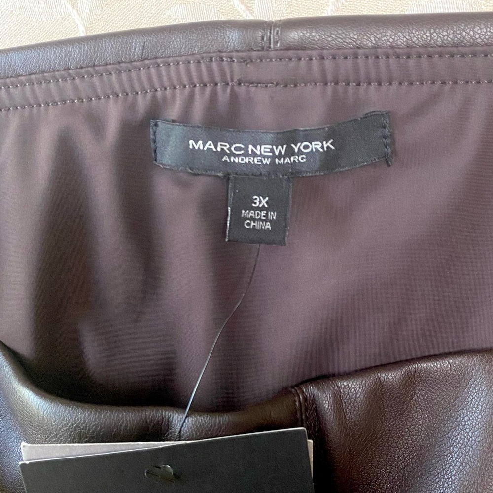🆕 Marc New York Pants Women’s 3X Espresso Brown Faux Leather Pull On NEW NWT - Picture 5 of 9